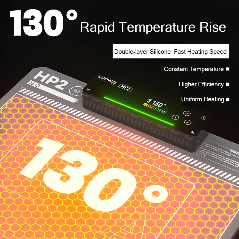 LUOWEI LW-HP2 15'' AI Smart Heizkissen Dual Zone Temp Control 1,74'' Display Sprachbefehl Schnelle Heizung für Telefon Tablet Reparatur Image