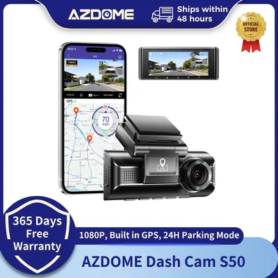 AZDOME Dash Cam S50 1080P Built in GPS Front Cam Car DVR Smart Voice Control Support 24H Parking Mode