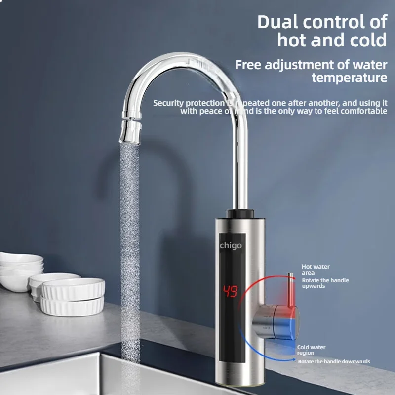 Elektrischer Durchlauferhitzer für die Küche, sofortiger Warmwasserhahn, Heizung, Kaltheizung, Wasserhahn, Durchlauferhitzer ohne Durchlauferhitzer Image