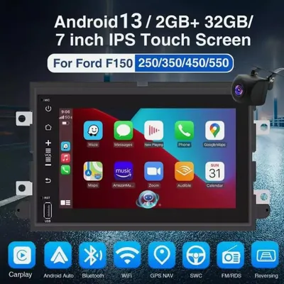 High Quality For 2013 2014 Ford F-150 Raptor 7 inch Android 13 CarPlay Car Stereo Radio GPS Navi (2+32G Microphone+AHD Camera)