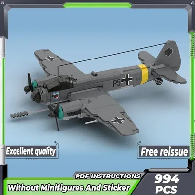 Moc Bausteine Militärflugzeug Modell Junkers Ju 88 Kämpfer Technologie Modulare Blöcke Geschenk Weihnachten Spielzeug DIY Sets Montage Image