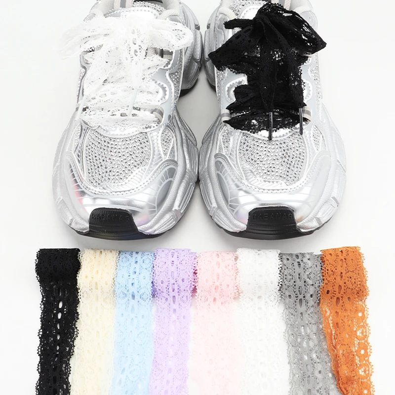 Weiß Schwarz Casual Seil Schnürsenkel für Schuhe Zubehör 80/100/120 CM 1 Paar Seide Spitze Schnürsenkel Mädchen Bunte Flache Schnürsenkel Image