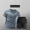 Set di abbigliamento sportivo estivo da uomo T-shirt sportiva a maniche corte ad asciugatura rapida e abbigliamento sportivo comodo da corsa che assorbe l