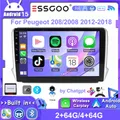 ESSGOO Android 15 Autoradio 10 Pollici IPS per Peugeot 208/2008 2012-2018 CarPlay Senza Fili Android Auto GPS Navigazione WIFI SWC RDS Bluetooth USB Mirror Link FM Controllo Vocale AI Schermo Divisio