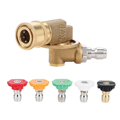 Pressure Washer Pivoting Coupler with 7 Angle 240 ° Rotation Gutter Cleaner Attachment Nozzle Tips 1/4 Quick Connect 4500 PSI