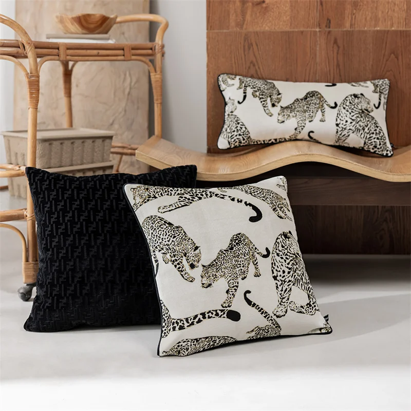 Vintage-Kissenbezug mit Gepardenmuster, für Terrassenmöbel, dekorative Kissenhüllen mit Leopardenmuster, Heimdekoration für Couch, Bett, Sofa, quadratisch, 45 cm