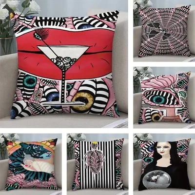 Abstrakte Kunst Halloween Kissenbezug Kurzer Plüsch Doppelseitiger Druck Quadratischer Dekokissenbezüge Sofa Home Kissen Dekor Image