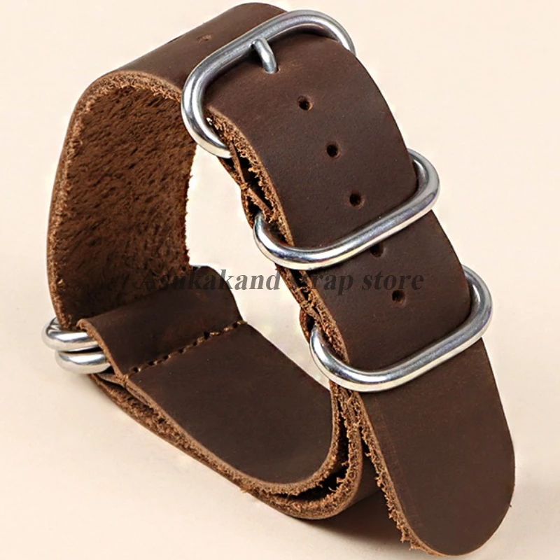 Braun 18mm 20mm 22mm Vintage Echtleder Uhrenarmband Rindsleder Retro Uhrenarmband Ersatz für Männer Frauen Armband Image