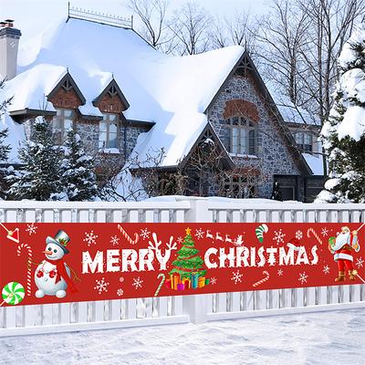Christmas Banners Festive Atmosphere Decoration Santa Claus Snowman Courtyard Party Flag Hanging Huge Sign Holiday Party Supplies Home Decor For Outdoor Indoor Yard Garden Porch Lawn