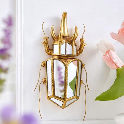 Gold Silver Resin Rhinoceros Beetle Wall Decor – Insect Lover's Collectible with Mirror Inlay, Creative Home Decoration for Parties Insect Exhibits
