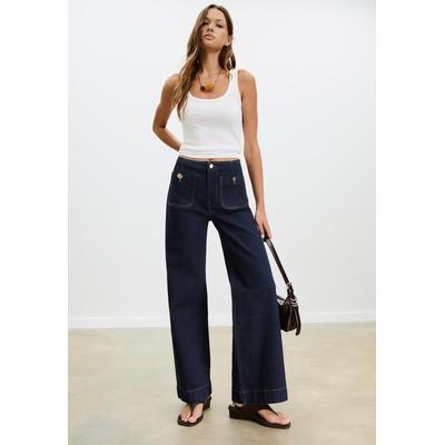 Stradivarius D77 Minimalist jeans with pockets OVERDYED BLUE DENIM 14