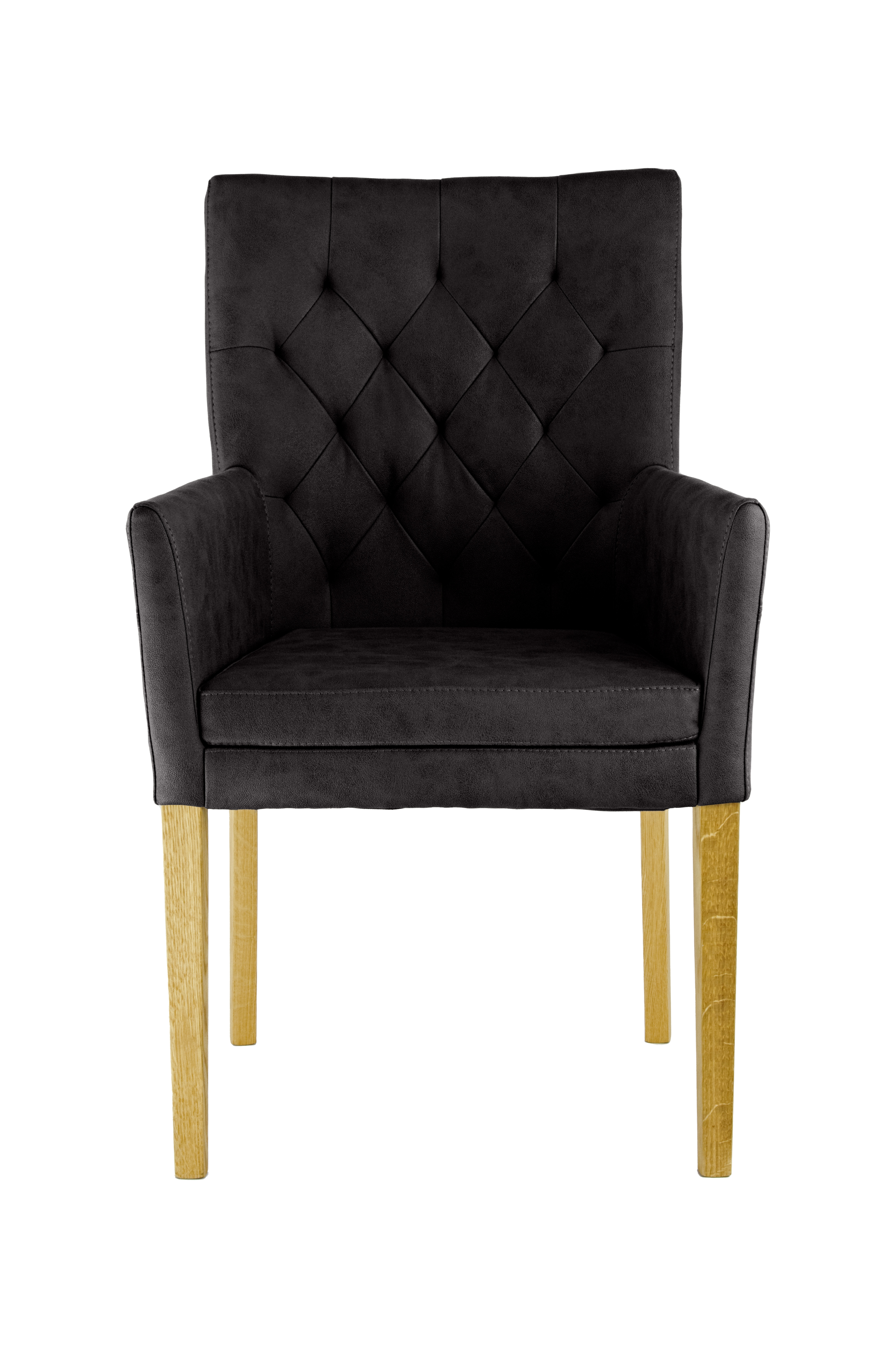 Armlehnstuhl HOME AFFAIRE "Colorado", schwarz (schwarz, eiche natur), B:60cm H:94,5cm T:60cm, Polyester, Stühle, Armlehnstuhl, Gestell aus Massivholz