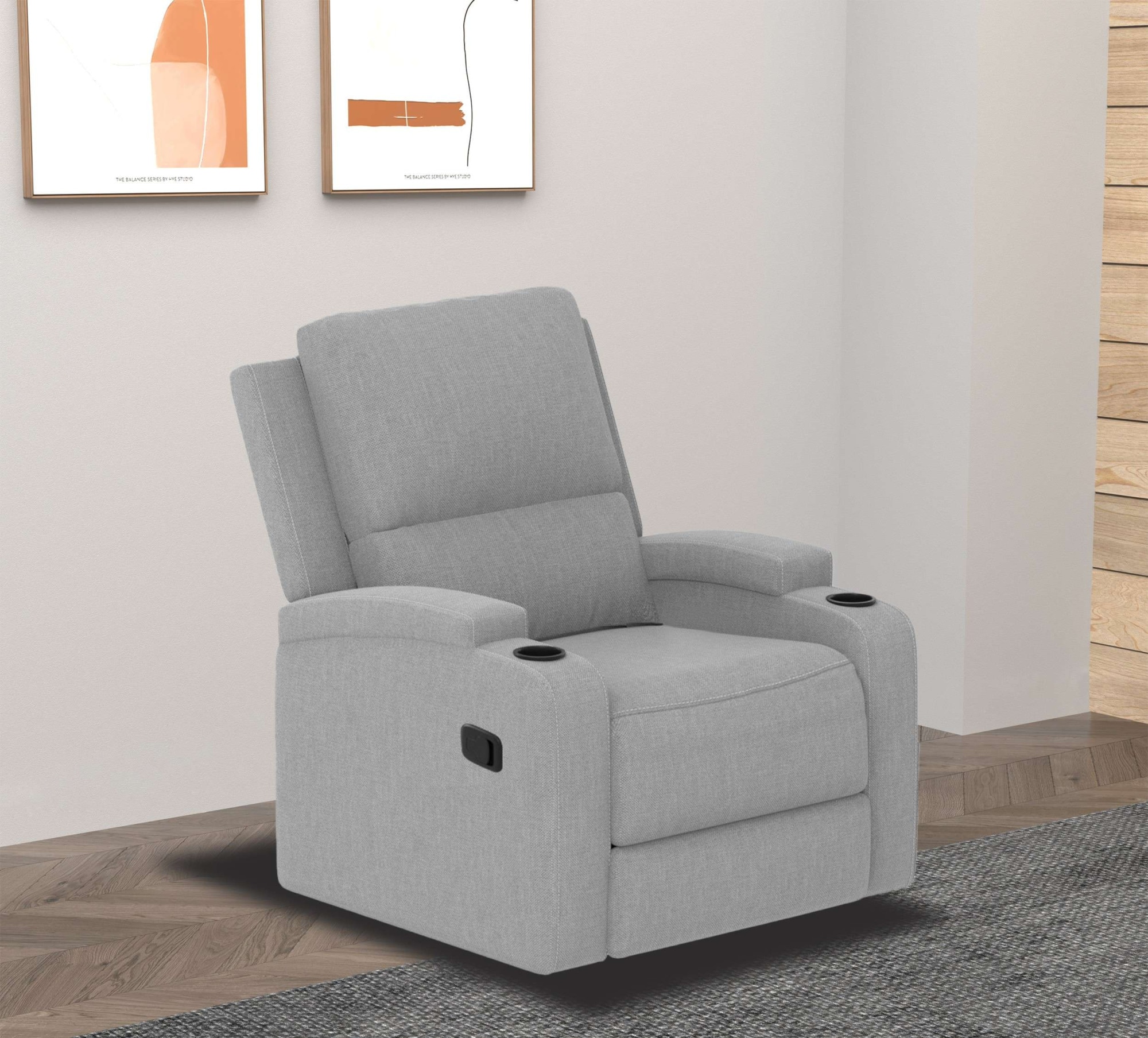 Relaxsessel HOME AFFAIRE "Napori", grau (hellgrau), B:87cm H:105cm T:94cm, 100% Polyester, Sessel, Relaxsessel, TV-Sessel, Kinosessel mit Relaxfunktion in 2 Sitzen, Getränkehalter