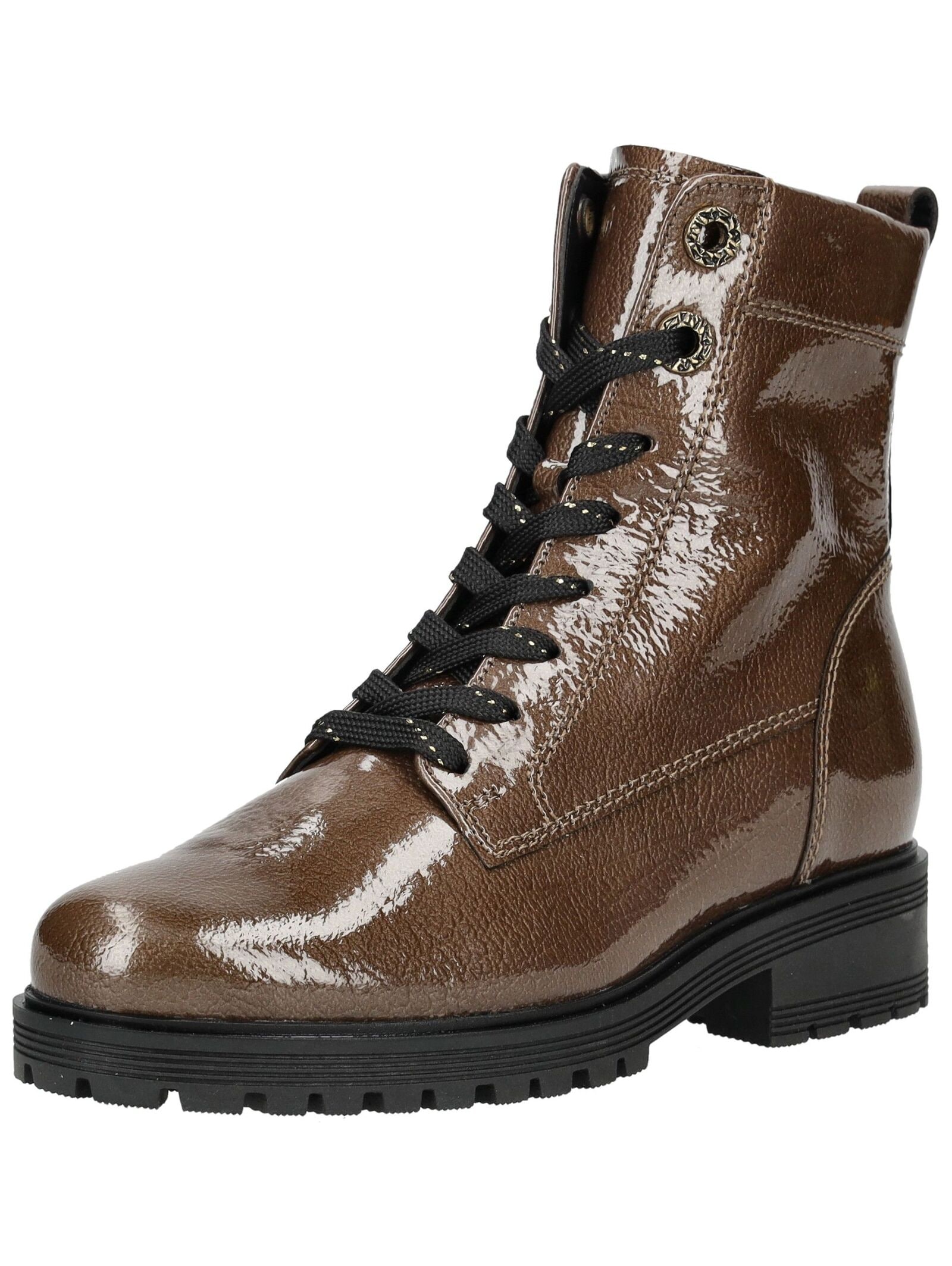 Schnürstiefelette GABOR COMFORT "Gabor Comfort Stiefelette Leder", Damen, Gr. 40, braun (braun lack), Leder, Casual, Schuhe