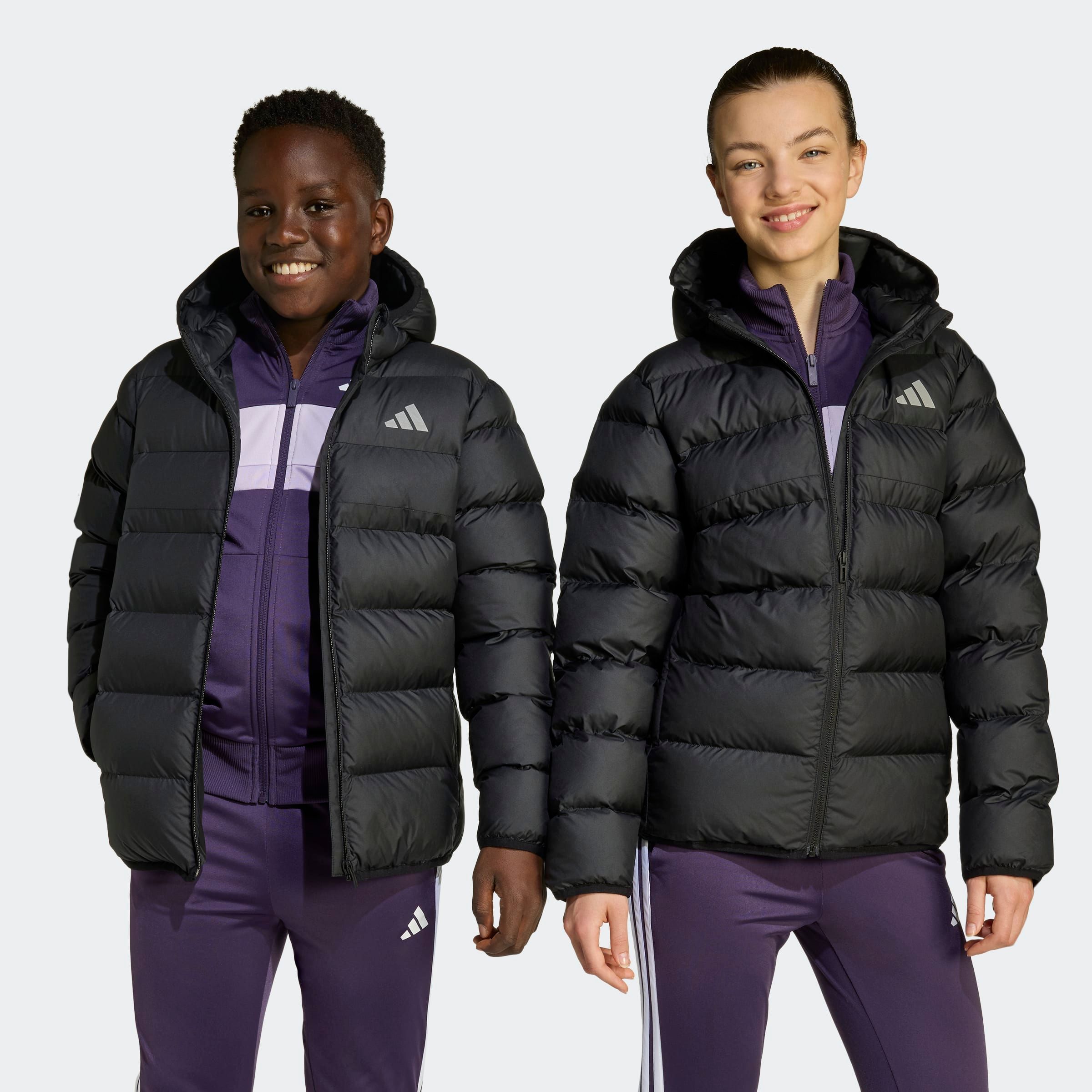 Steppjacke ADIDAS SPORTSWEAR "J SD JKT", Kinder, Gr. 152, schwarz, schwarz, schwarz, Obermaterial: 100% Polyester. Wattierung: 100% Polyester, Jacken Image