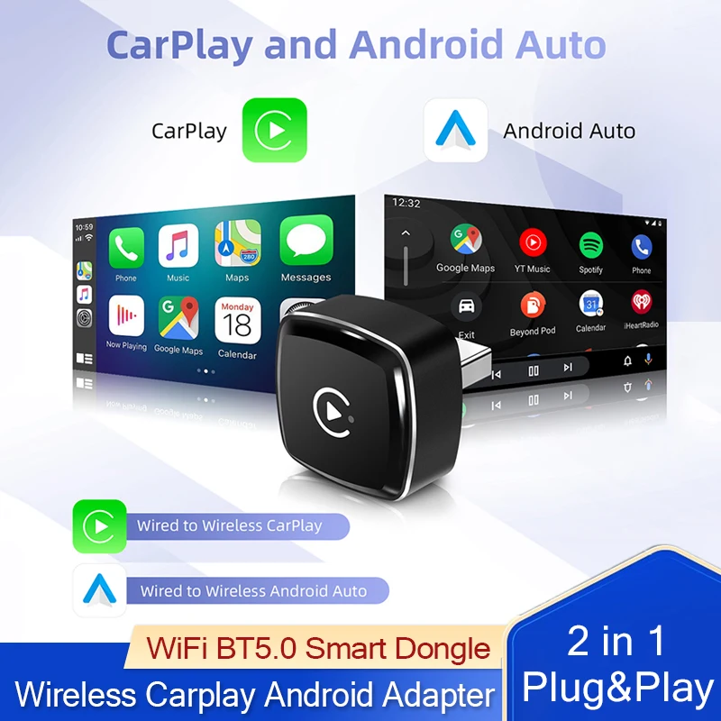 2025 Neuer MINI 2-in-1 kabelloser CarPlay-Adapter Auto Smart Box Bluetooth Connect Plug and Play für nahtlose OEM-Autoverbindung Image