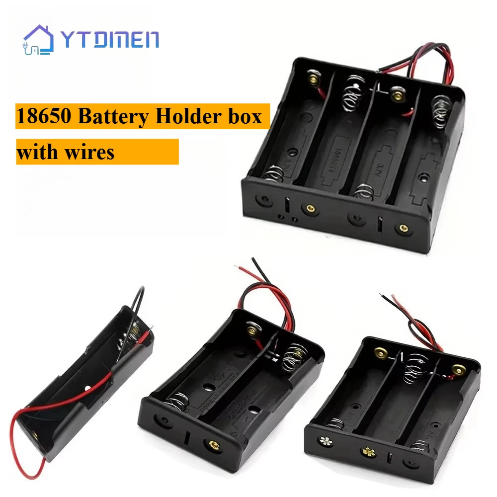 1PCS 18650 Batterie Halter Box 3,7 V 1/2/3/4 Slot Batterie Lagerung Fall Zelle mit verbinden Schwarz Rot Drähte Batterie Container Image