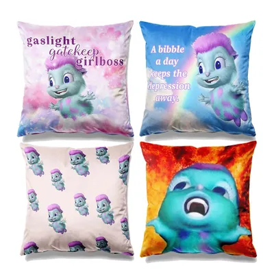 Aertemisi Set mit 4 Bibble Beliefs Happiness Bibble Motto Square Dekokissen, Kissenbezüge, Kissenbezüge, 45 cm x 45 cm Image
