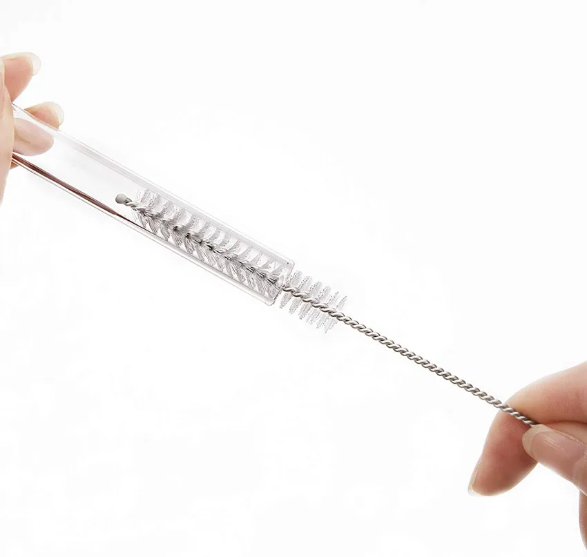 1/5/10PCS Edelstahl Soft Haar Saug Glas Rohr Reiniger Pinsel Werkzeuge Fisch Tank Stroh Flasche Reinigung pinsel Image