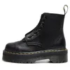 Damenstiefel aus echtem Leder, Plattform, große Größe 35–45, schwarze Leder-Stiefeletten, Punk-Schuhe, dicker Boden, Motorradstiefel