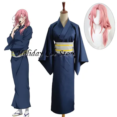 Anime SK8 die Unendlichkeit Sakurayashiki Kaoru Cosplay Kostüm Perücke Dunkelblau Kimono Yukata Für Männer Frauen Halloween Party Karneval Image