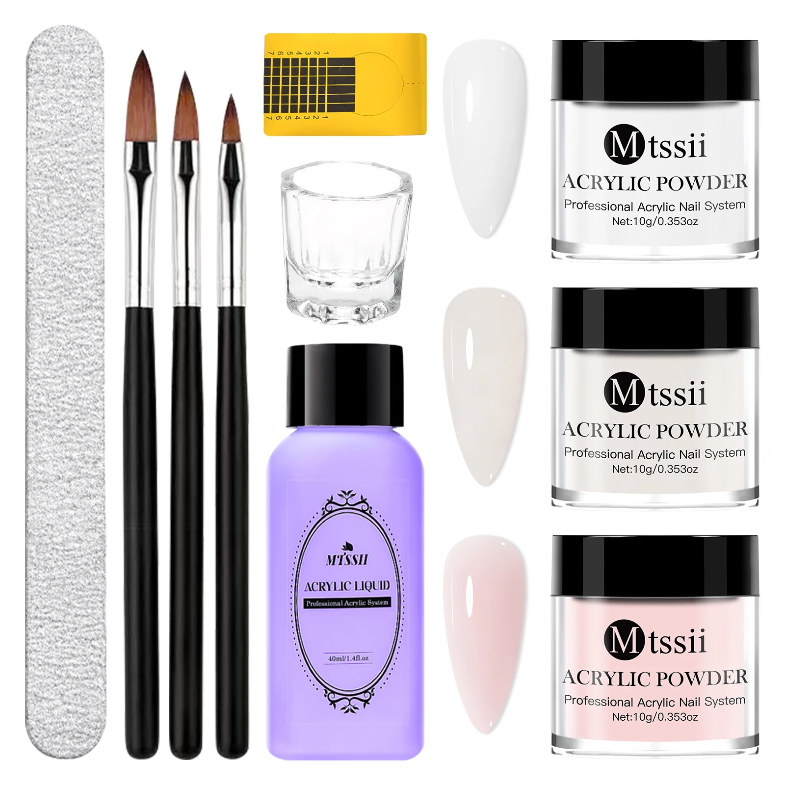 8-teiliges Acrylpulver-Nagelsystem-Set, nacktes Rosa, Monomer-Flüssigkeitsset für die Nagelverlängerung, Schnitzblume, selbstklebende Dekorationen zum Selbermachen Image