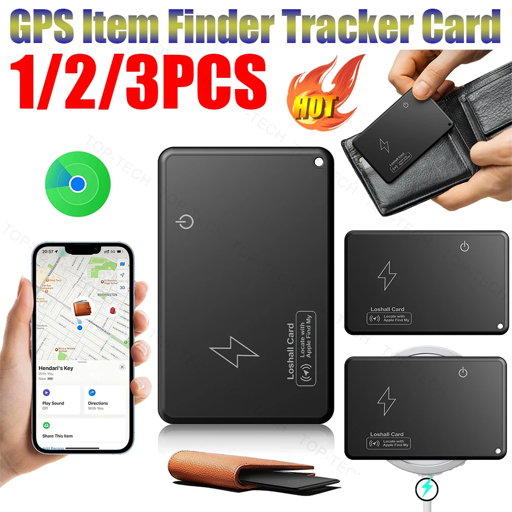 Anti-Lost Wallet Tracker Card Verwendung mit Apple Find My APP Wireless Charging Function Smart Locator Card für Reisen und Geldbörse Image