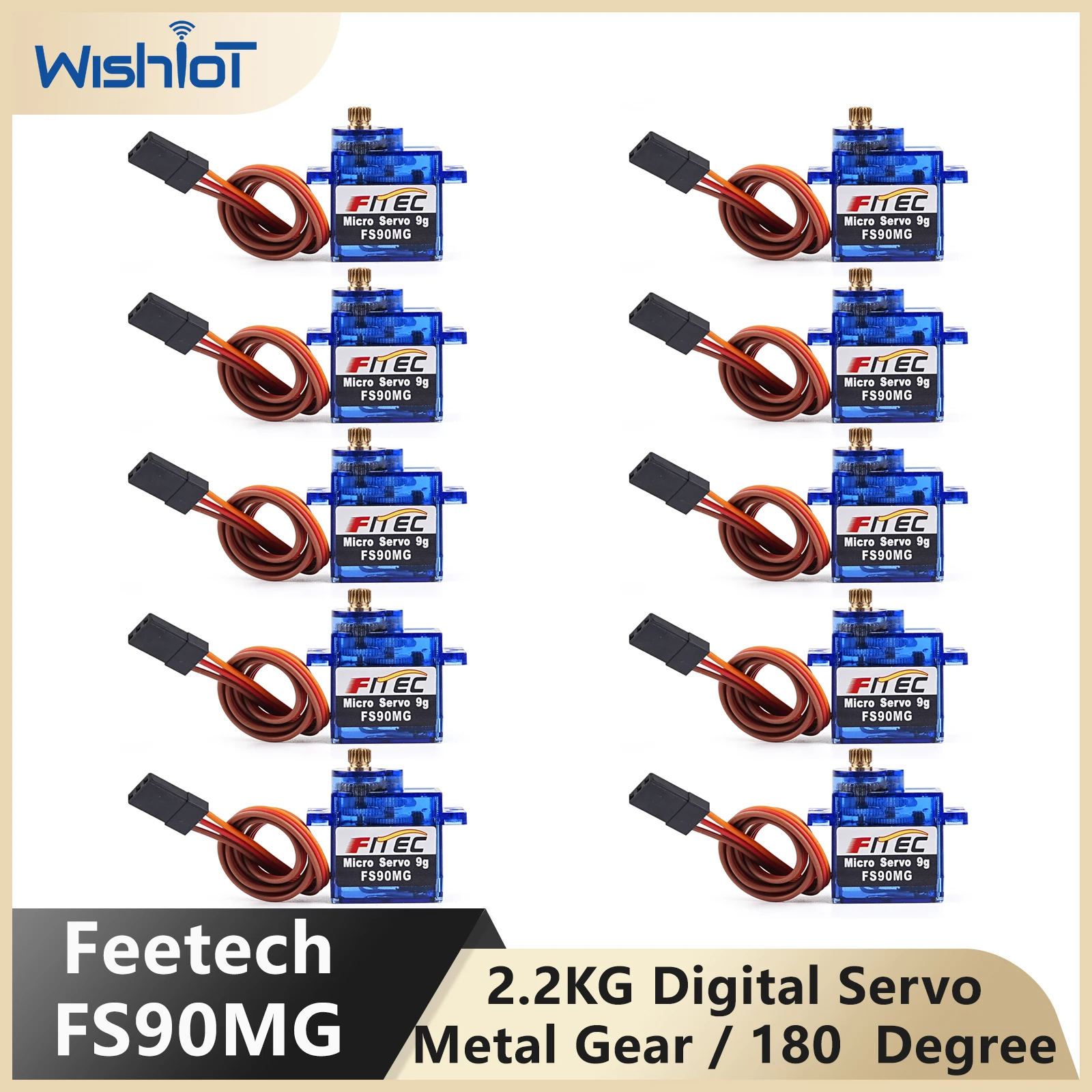 Feetech FS90MG 2,2 kg 9 g Digital Servo Metallgetriebe Micro-Servomotor 4,8–6 V 180 Grad für 450 Hubschrauber Roboter RC Auto Mircobit Image