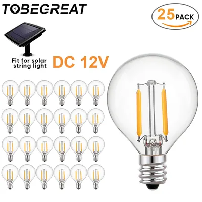 Globe LED Filament Bulb Edison G40 E12 Low Voltage Light Bulbs 1.5W Waterproof Replaceable Bulbs for Outdoor Solar String Lights
