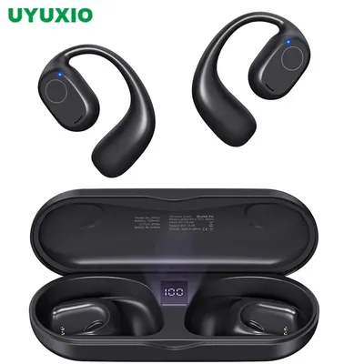UYUXIO Open-Ear-Kopfhörer, Bluetooth 6.0, kabellose Sport-Ohrhörer mit Digitalanzeige, 40-Stunden-Spielzeit, Ohrhörer für Reisen Image