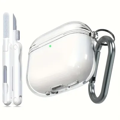 Transparente, stoßfeste TPU-Schutzhülle für AirPods 4, mit Trageband und Reinigungswerkzeug-Set, hochwertig, kratzfest Image