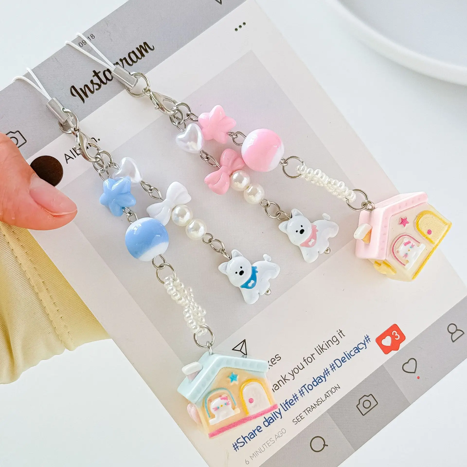 Nette Haustier Kabine Telefon Gurt Kurze Koreanische Stil Süße Schlüsselbund Lanyard Für iPhone Fall Dekoration Anhänger Mädchen Geburtstag Geschenk Image