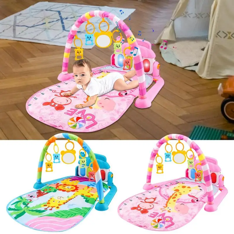 Baby Musical Spielen Matte Neugeborene Pedal Klavier Spielen Kissen Mit Licht Musik Baby Fitness Rahmen Boden Matte Für Kleinkind Klavier Bauch Image