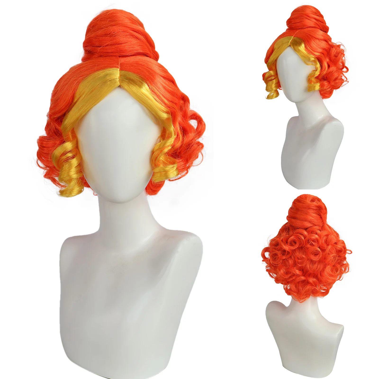 Synthetische Ms Frizzle Perücke Rot Orange Lockige Anime Cosplay Perücke Valentinstag Dress Up Perücke für Party Tag, Dress Up Perücke Image