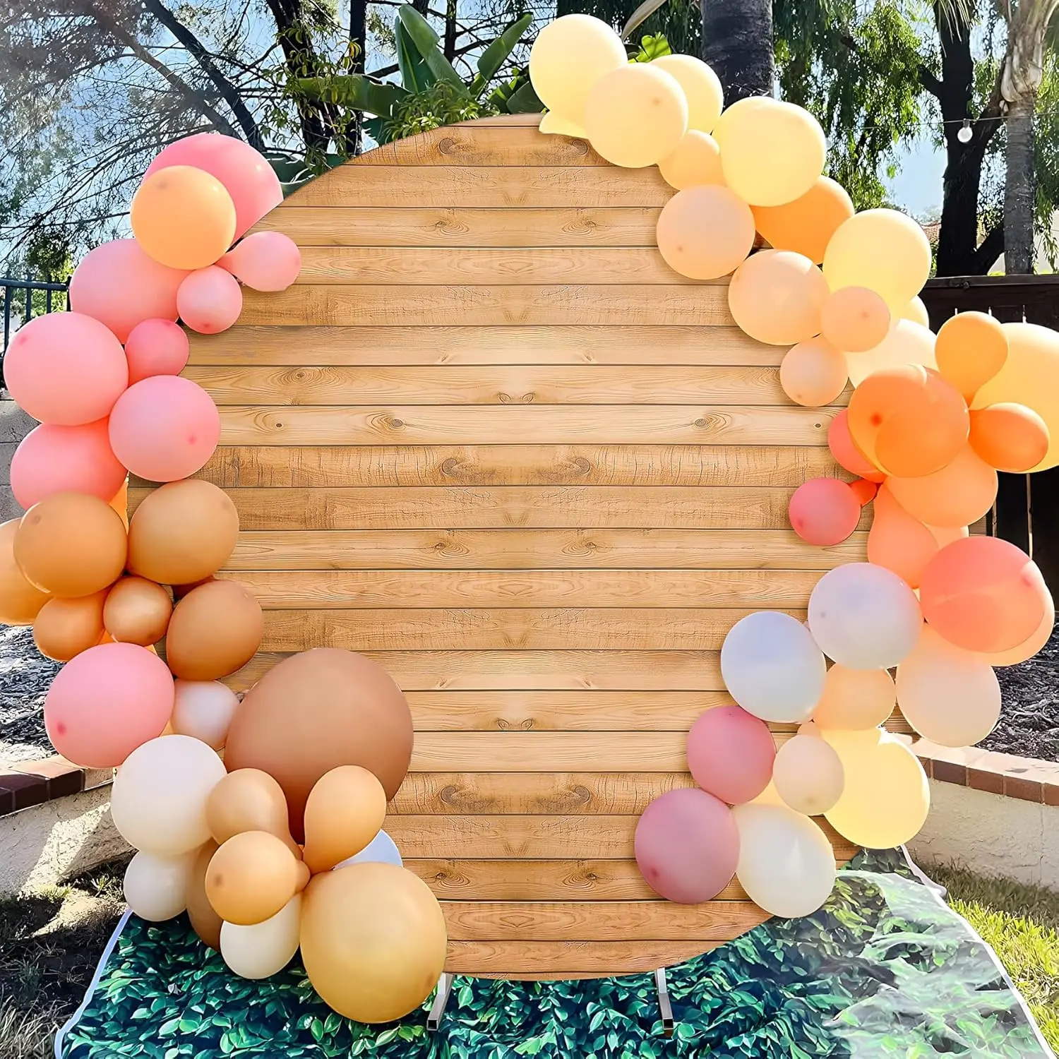 VIKAMA Runder Hintergrundvorhang, DIY-Signatur, Party-Dekoration, Hintergrund, elastischer Stoff, geeignet für Hochzeiten und Geburtstage Image