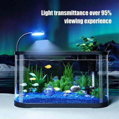 Aquarium Kit Small Desktop Fish Tank Kit Clear Silent Aquarium Decorative Desktop Fish Tank for Betta Terrapin Frog Aquatic