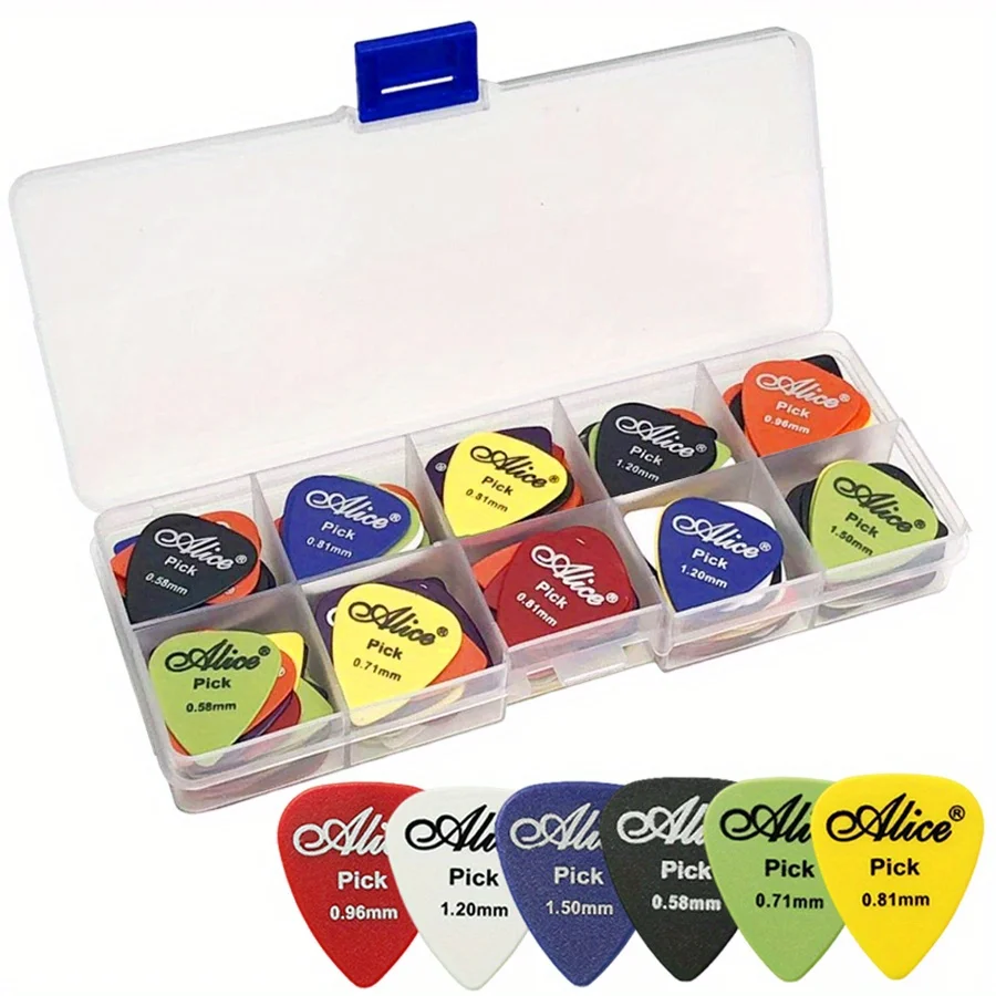 30 teile/schachtel Alice Gitarre Picks Kunststoff Bunte Gitarre Paddel mit Transparent Lagerung Box Dicke 0,58-1,50mm 6 größe JXB Image