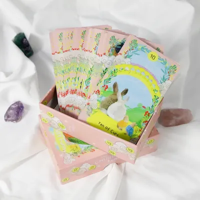 12*7cm Chubby Bunny Tarot Ein 78-Karten-Deck mit niedlichen Hasen 2,75 x 4,75 Zoll Verpackung starre Box Image