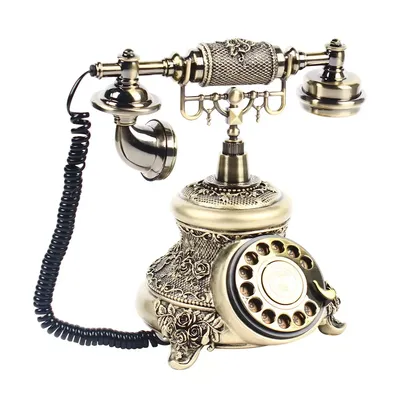 Vintage Phone Antique Rotary Dial Telephone Retro Landline Decor Old Fashioned Antique Brass Handset Phone Home Decor