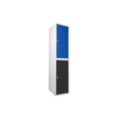 2 Schließfachschränke Stahlblech, HxBxT 900x415x490 mm, grau/blau + grau/anthrazit Image