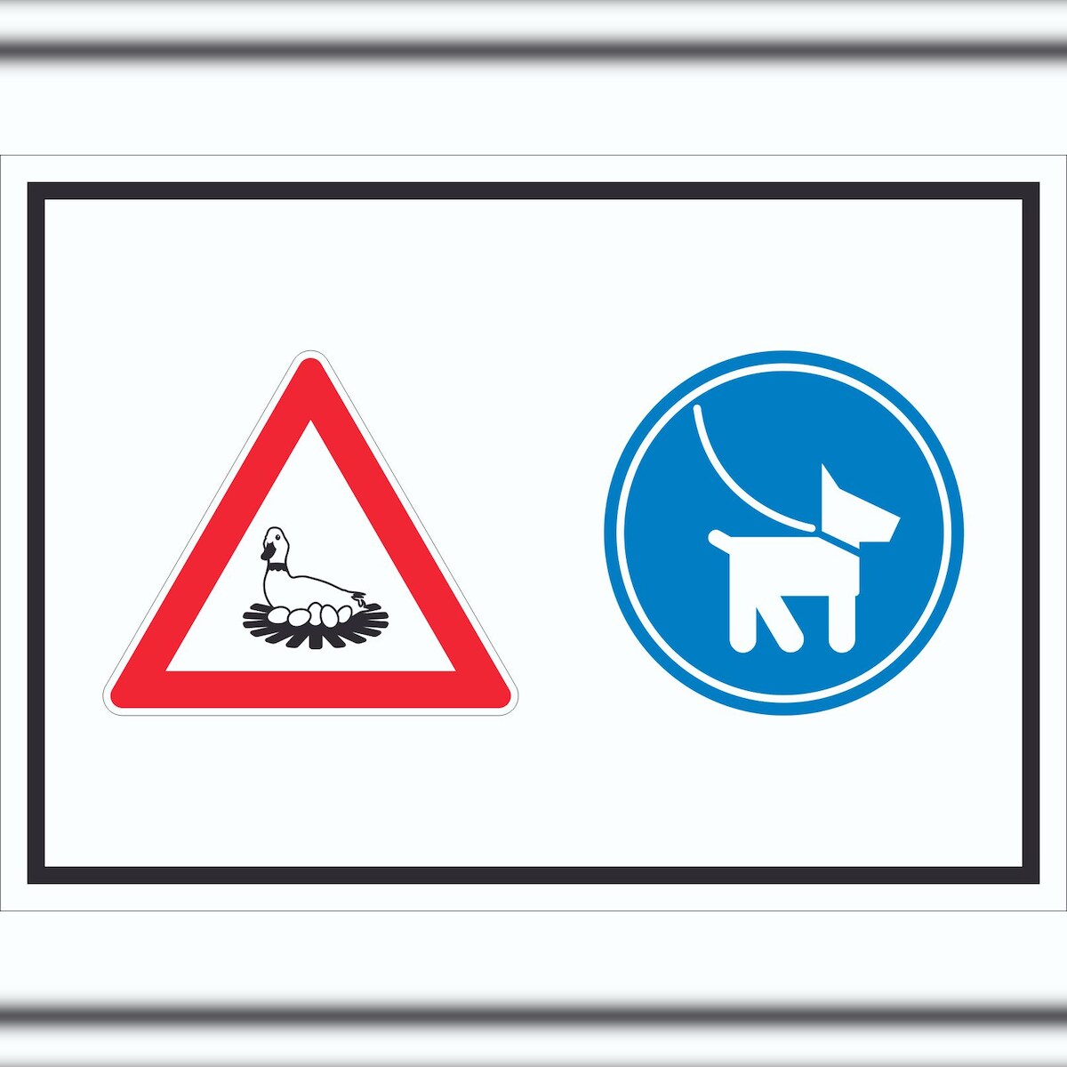 HB-Druck Achtung Brutzeit Hund bitte anleinen Symbol Schild A5 Rückseite selbstklebend Image