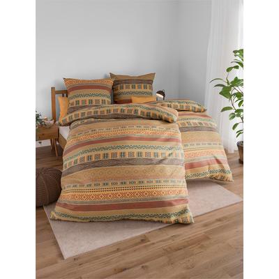 Bettwäsche DORMISETTE Gr. 1, orange (terra, bedruckt), B/L: 135cm x 200cm, 2-teilige Garnitur St., 2-teilige Garnitur St., Renforcé, B/L: 80cm x 80cm, Renforcu00e9, 100% Baumwolle, Bettwäsche Image