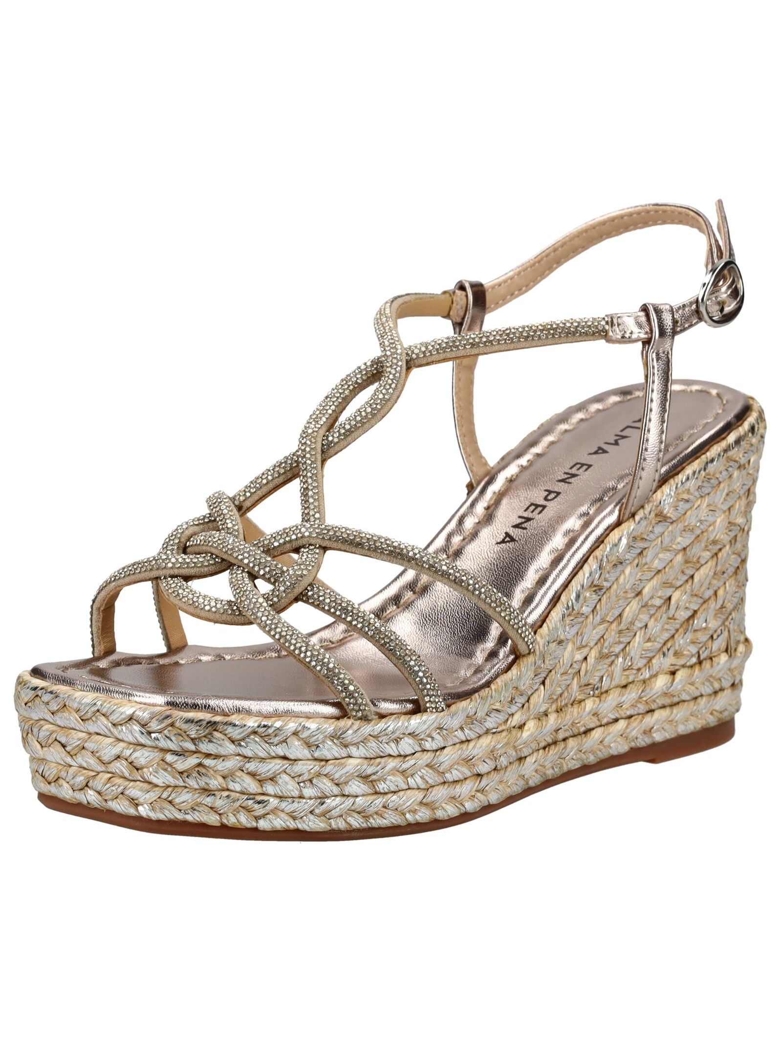 Keilsandalette ALMA EN PENA "ALMA EN PENA Sandalen Textil", Damen, Gr. 40, bronze, Textil, Schuhe