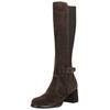 Overkneestiefel NERO GIARDINI "Nero Giardini Stiefel Leder/Textil", Damen, Gr. 40, braun (dunkelbraun), Leder, Textil, casual, Schuhe