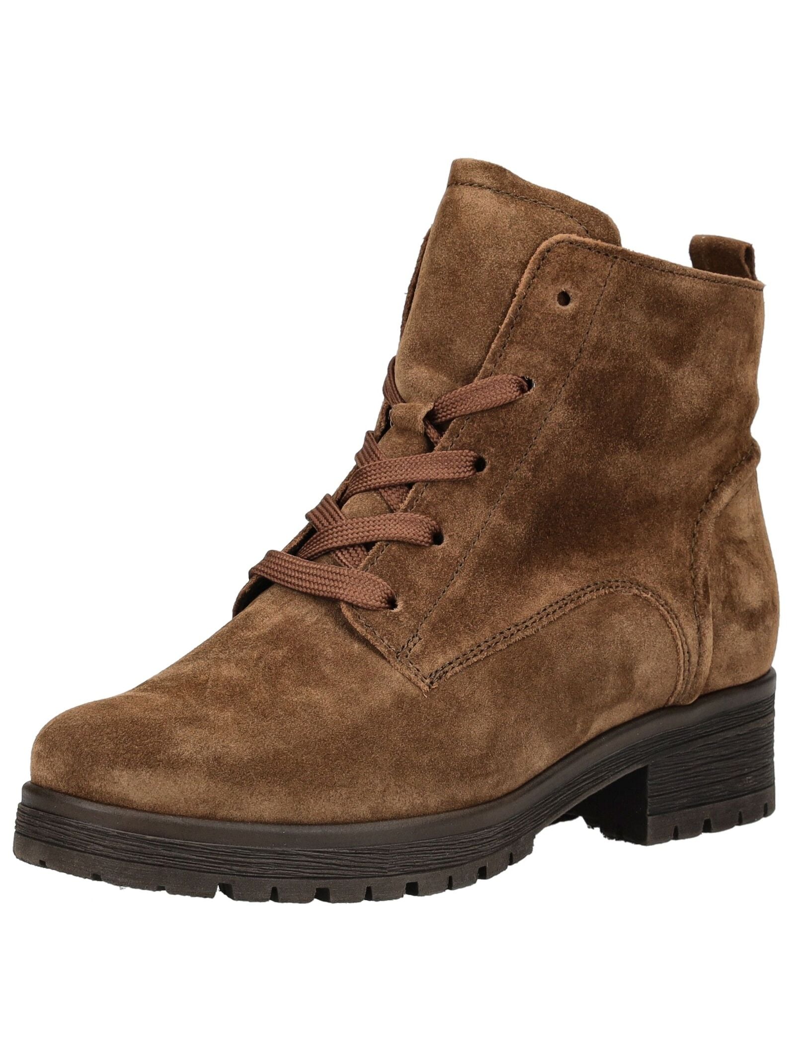 Schnürstiefelette GABOR COMFORT "Gabor Comfort Stiefelette Veloursleder", Damen, Gr. 38, blau (whisky), Veloursleder, Schuhe Schnürstiefelette