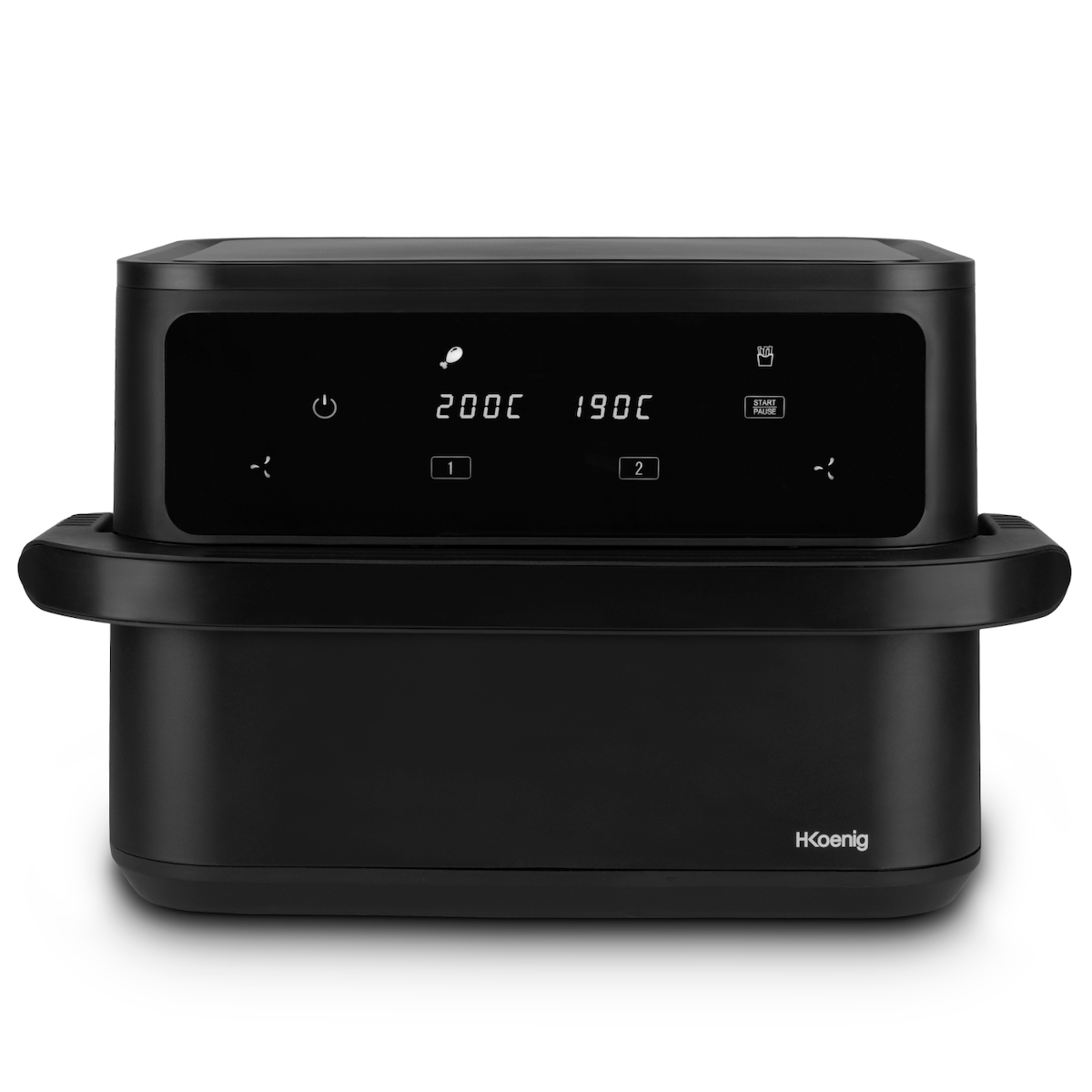 H.Koenig Airfryer Fritteuse ohne Öl 2 Becken XXL FRY960-10L (5L+5L), 8 Kochprogramme, 80-200°C, 60 min Timer Image