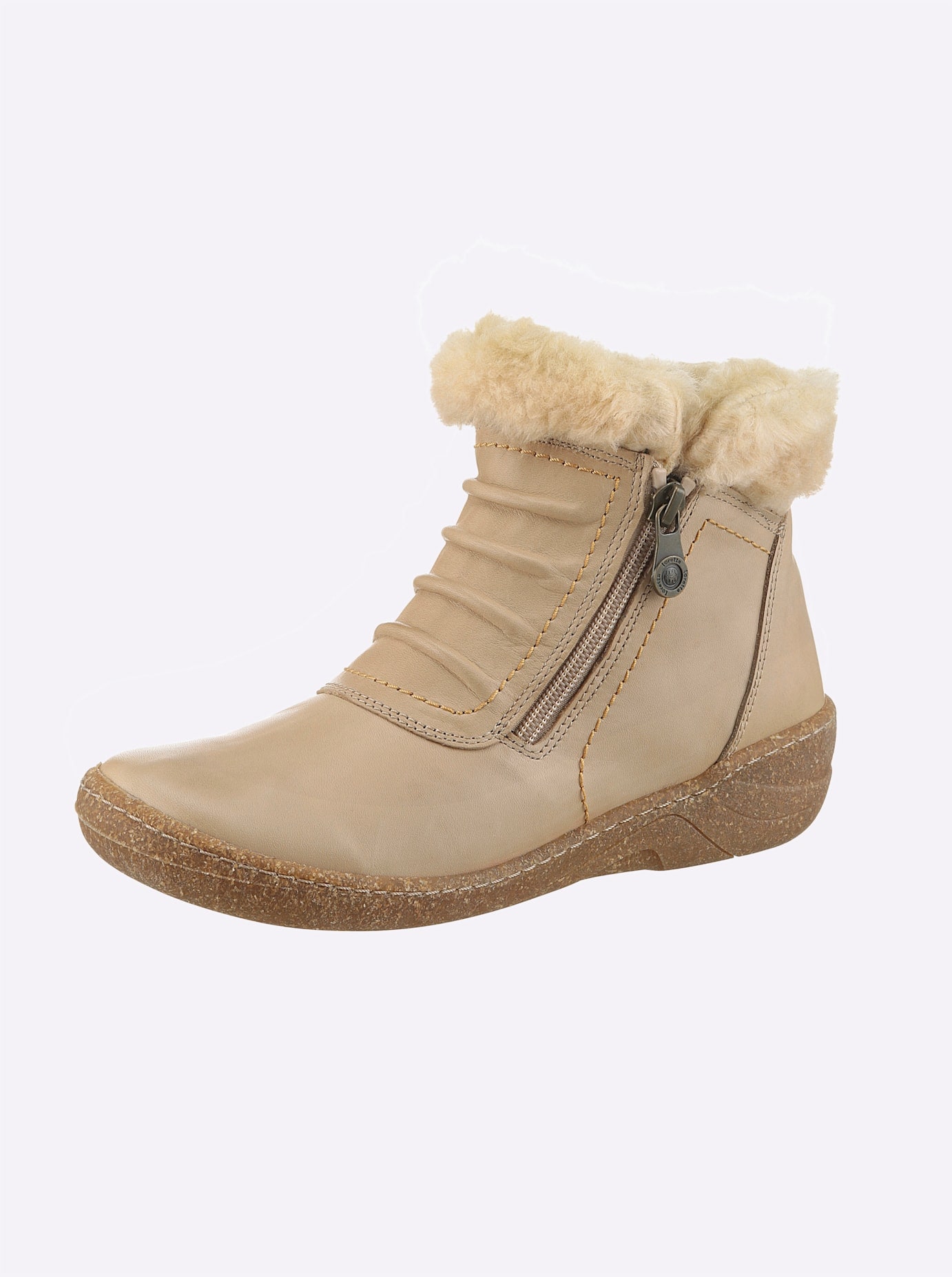 Stiefelette CASUAL LOOKS, Damen, Gr. 40, beige (sand), Glattleder, Schuhe Stiefelette