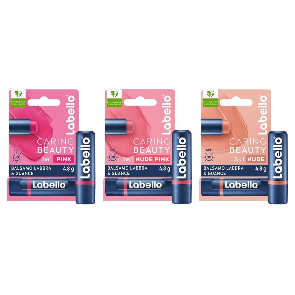 Labello Set Burrocacao Caring Beauty Lip & Cheek Nude + Pink SPF30 1 p