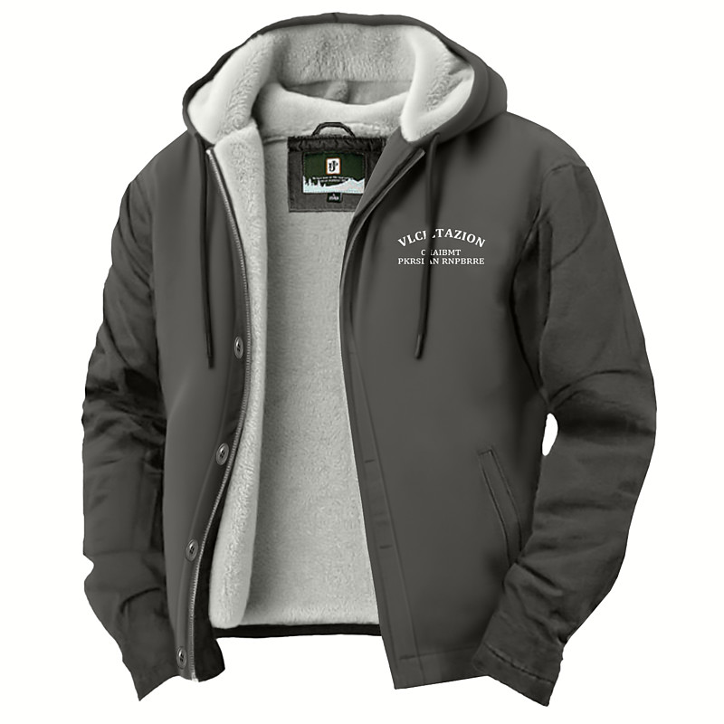 Men's Fleece Jacket Hoodied Jacket Formal Home Fleece Lining Portable Pocket Hooded Spring Fall Winter Solid Color Active Vintage Hooded Regular Brown Light Grey Dark Grey Jacket