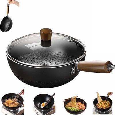 Fish Scale Pattern Flat Bottom Non-Stick Pan Uncoated Non-Stick Household Cooking Pan Perfect for Induction Gas Stoves